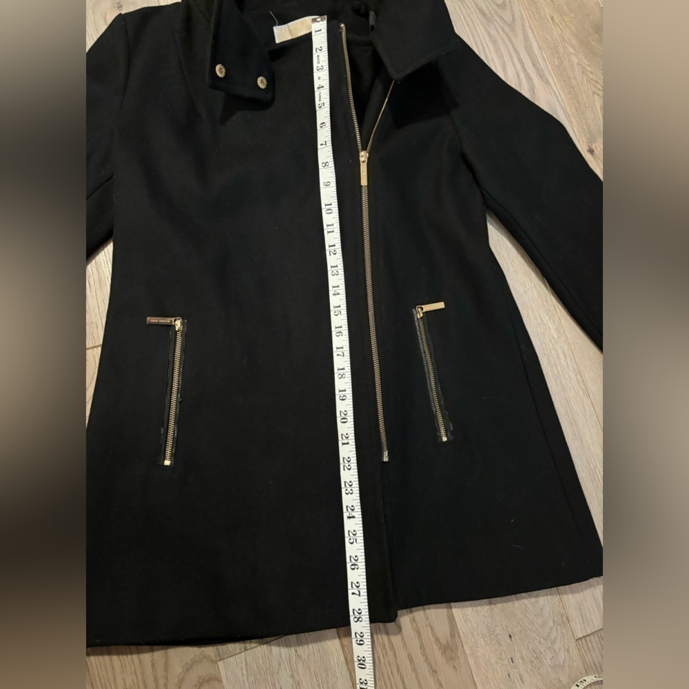 Black MICHAEL by Michael Kors Pea Coat, with gold details - size 8 - Picture 2 of 7